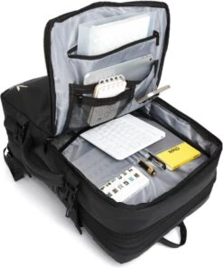 HEANVER Travel Elite - Reistas Handbagage - Weekendtas - 17inch Laptop Rugzak - Backpack Waterafstotend - 30L / 60 Liter Tas - Zwart / Antraciet -Bagage24 Winkel 1002x1200