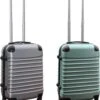 Travelerz Kofferset 2 Delig ABS Handbagage Koffers - Met Cijferslot - 39 Liter - Zilver - Groen -Bagage24 Winkel 1024x1200