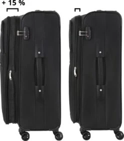 TravelZ Softspinner TSA Kofferset - 3-delige Zachte Trolleyset - Dubbele Wielen En Voorvakken Zwart -Bagage24 Winkel 1050x1200