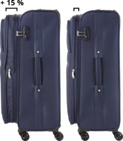 TravelZ Softspinner TSA Kofferset - 3-delige Zachte Trolleyset - Dubbele Wielen En Voorvakken Blauw -Bagage24 Winkel 1052x1200 2