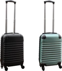 Travelerz Kofferset 2 Delig ABS Handbagage Koffers - Met Cijferslot - 27 Liter - Zwart - Groen