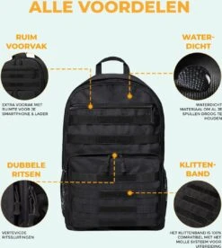 Waterdichte Rugzak - Hybride Tactical Backpack - Reistas Handbagage - Wandelrugzak - Grote Schooltas Zwart 17 Waterdichte Rugzak - Hybride Tactical Backpack - Reistas Handbagage - Wandelrugzak - Grote Schooltas Zwart -Bagage24 Winkel 1073x1200 5
