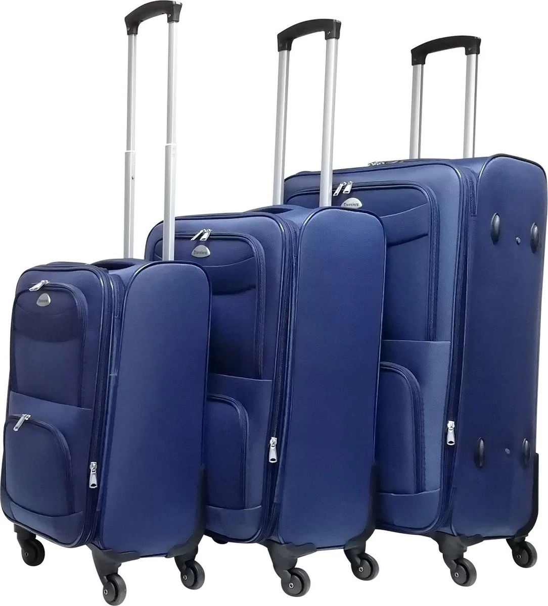 Castillo Travelerz 3 Delige Stoffen Kofferset - Expandable - Blauw 3 Castillo Travelerz 3 Delige Stoffen Kofferset - Expandable - Blauw
