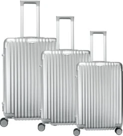 Royal Swiss - Kofferset - Cijferslot- Lichtgewicht Koffer - 4 Wielen- Zilver -Bagage24 Winkel 1086x1200