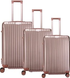 Royal Swiss - Kofferset - Cijferslot- Lichtgewicht Koffer - 4 Wielen- Rosé Gold -Bagage24 Winkel 1087x1200