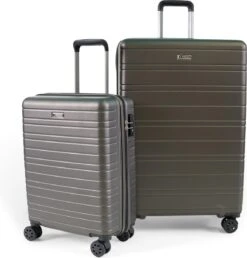 ©TROLLEYZ - Amsterdam No.9 - Kofferset 2 Delig - 55cm+78cm Met TSA Slot - Dubbele Wielen - 360° Spinners - 100% ABS - Reiskoffers In Cloudy Grey -Bagage24 Winkel 1150x1200