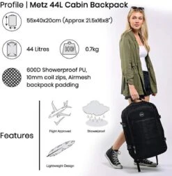 CabinMax Metz Reistas– Handbagage 44L- Rugzak – Schooltas - Backpack 55x40x20cm – Lichtgewicht - Vintage Geel (MZ V-YW) 13 CabinMax Metz Reistas– Handbagage 44L- Rugzak – Schooltas - Backpack 55x40x20cm – Lichtgewicht - Vintage Geel (MZ V-YW) -Bagage24 Winkel 1172x1200 1