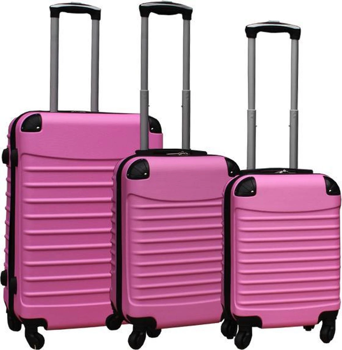 Travelerz Kofferset 3 Delig Met Wielen En Cijferslot - Handbagage Koffers - ABS - Licht Roze 3 Travelerz Kofferset 3 Delig Met Wielen En Cijferslot - Handbagage Koffers - ABS - Licht Roze