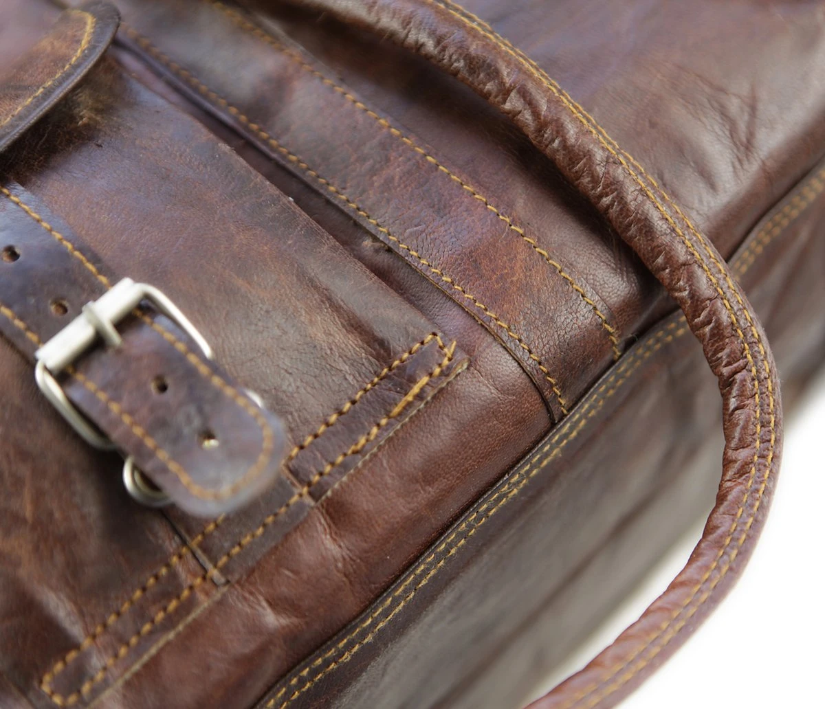 Duffeltas Weekendtas 50 X 24 X 24 Cm - Echte Leder - Cognac Bruin Leder – Reistas - Sporttas 4 Duffeltas Weekendtas 50 X 24 X 24 Cm - Echte Leder - Cognac Bruin Leder – Reistas - Sporttas - Afbeelding 2