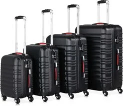 Monzana Kofferset - 4 Stuks S M L XL Met Wielen Cijferslot - Zwart -Bagage24 Winkel 1200x1032