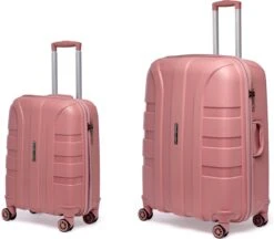 ©TROLLEYZ - Paris No.5 - Kofferset 2 Delig - 55+78cm Met TSA Slot - Dubbele Wielen - 360° Spinners - 100% Polypropyleen - Reiskoffers In Rose Blush -Bagage24 Winkel 1200x1051