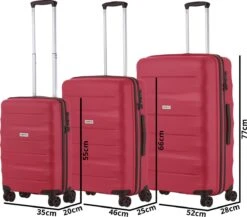 CarryOn Porter ® Kofferset - TSA Trolleyset 3-delig Met OKOBAN - Dubbele Wielen - Rood -Bagage24 Winkel 1200x1052