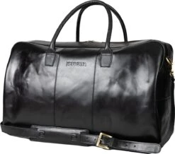 NEGOTIA Delta - Leren Weekendtas - Leren Reistas - Duffel Bag - 100% Luxe Top-Grain Leer - Zwart -Bagage24 Winkel 1200x1058