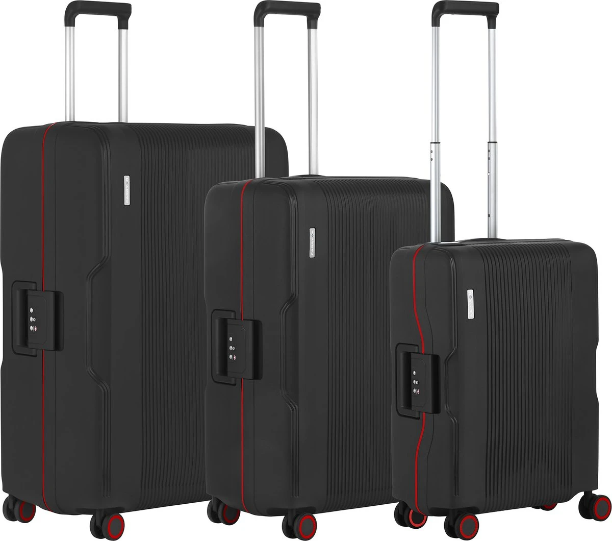 CarryOn Protector Luxe 3-delige Kofferset - Trolleyset Met TSA-kliksloten - Zwart 3 CarryOn Protector Luxe 3-delige Kofferset - Trolleyset Met TSA-kliksloten - Zwart