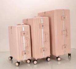 TOP AA Reis Kofferset - Trolleyset 3-delig Met TSA Slot Aluminum Frame, Kleine Cabine En Groot, ABS Luggage, (20+24+28 Inches 3 Pc Set), Roze/pink -Bagage24 Winkel 1200x1099