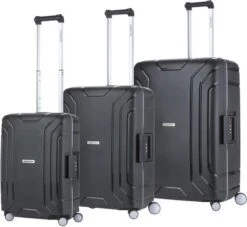 CarryOn Steward Kofferset - 3 Delige TSA Trolleyset - Koffers Met Vaste Kliksloten - Zwart
