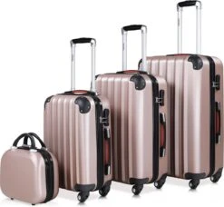 Monzana Hardcase Kofferset 4 Delig - Baseline Beautycase/M/L/XL - Rosé