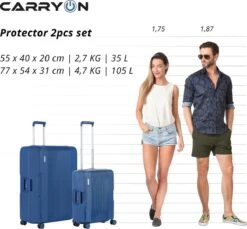 CarryOn Protector Luxe 2-delige Kofferset - TSA Trolleyset Handbagage En Groot - Kliksloten - Ultralicht - Blauw 13 CarryOn Protector Luxe 2-delige Kofferset - TSA Trolleyset Handbagage En Groot - Kliksloten - Ultralicht - Blauw -Bagage24 Winkel 1200x1112 1