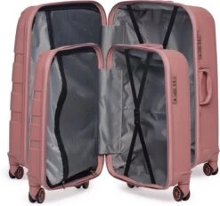 ©TROLLEYZ - Paris No.5 - Kofferset 2 Delig - 55+78cm Met TSA Slot - Dubbele Wielen - 360° Spinners - 100% Polypropyleen - Reiskoffers In Rose Blush -Bagage24 Winkel 1200x1123