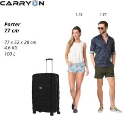 CarryOn Porter ® Reiskoffer - 77cm Trolley Met TSA-slot - 100 Ltr - OKOBAN Registratie - Zwart -Bagage24 Winkel 1200x1140 2
