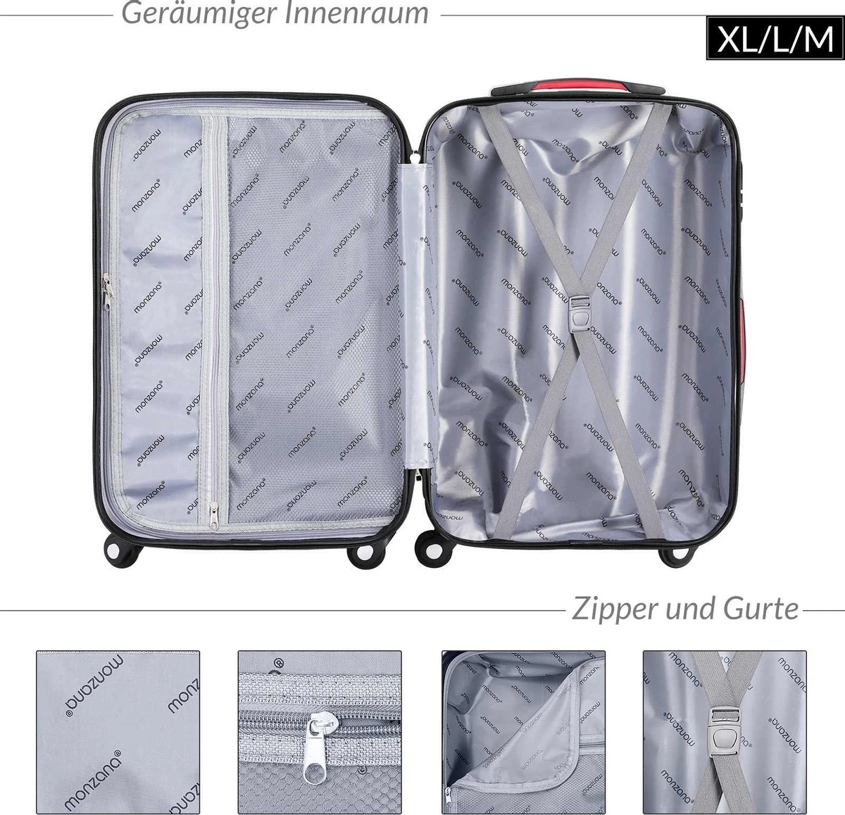 Monzana Hardcase Kofferset 4 Delig - Baseline Beautycase/M/L/XL - Rosé 4 Monzana Hardcase Kofferset 4 Delig - Baseline Beautycase/M/L/XL - Rosé - Afbeelding 2