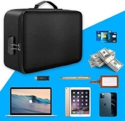 IBright Brandwerende Tas Voor Documenten - Waterdichte Organizer Reistas - Met Cijferslot - Zwart -Bagage24 Winkel 1200x1162 1