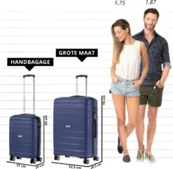 TravelZ Big Bars Kofferset - Trolleyset TSA 2-delig - Handbagage En Groot - Blauw -Bagage24 Winkel 1200x1169 6