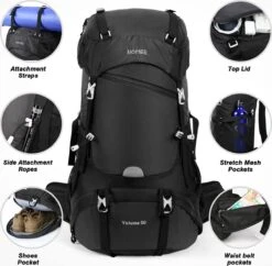 Merkloos Hiking Backpack 50L, Men Women Waterproof Trekking Backpack Travel Backpack Outdoor Hiking Backpack With Rain Cover, Backpacker Backpack For Hiking, Mountaineering, Camping, Travel Sports -Bagage24 Winkel 1200x1178 5