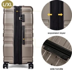 Merax 3-delig Kofferset Met TSA Slot - Trolleyset ABS 40L, 70L & 110 Liter - Goud -Bagage24 Winkel 1200x1180