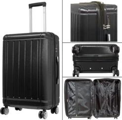 Travelsuitcase - Parma- Ruimbagage Reiskoffer - Polycarbonaat- Zwart - Hoogglans - Maat L / 93 Liter -Bagage24 Winkel 1200x1184