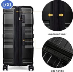 Merax 3-delig Kofferset Met TSA Slot - Trolleyset ABS 40L, 70L & 110 Liter - Zwart -Bagage24 Winkel 1200x1186 1