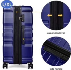 Merax 3-delig Kofferset Met TSA Slot - Trolleyset ABS 40L, 70L & 110 Liter - Blauw -Bagage24 Winkel 1200x1192