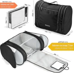 Grote Toilettas Met Spiegel, Haak + Binnenvakken + Zijvakken, Waterbestendig, Trip Vakantie Handbagage Mannen Vrouwen | Travel Organizer Kit -Bagage24 Winkel 1200x1194 5