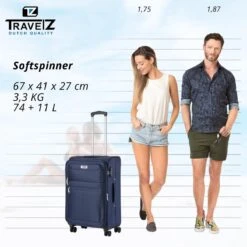 Travelz Softspinner TSA Reiskoffer 67cm - Zachte Reiskoffer Met Expander - Blauw -Bagage24 Winkel 1200x1199 6