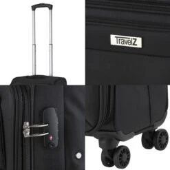 TravelZ Softspinner TSA Kofferset - 3-delige Zachte Trolleyset - Dubbele Wielen En Voorvakken Zwart -Bagage24 Winkel 1200x1200 120