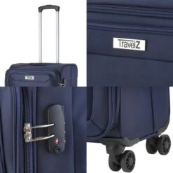 TravelZ Softspinner TSA Kofferset - 3-delige Zachte Trolleyset - Dubbele Wielen En Voorvakken Blauw -Bagage24 Winkel 1200x1200 170