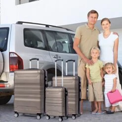 Merax 3-delig Kofferset Met TSA Slot - Trolleyset ABS 40L, 70L & 110 Liter - Goud -Bagage24 Winkel 1200x1200 28