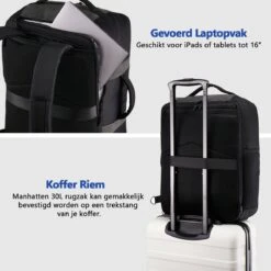 CabinMax Manhatten Reistas– Handbagage 30L - Rugzak – Backpack - 45x36x20cm – Lichtgewicht - Zwart 13 CabinMax Manhatten Reistas– Handbagage 30L - Rugzak – Backpack - 45x36x20cm – Lichtgewicht - Zwart -Bagage24 Winkel 1200x1200 621