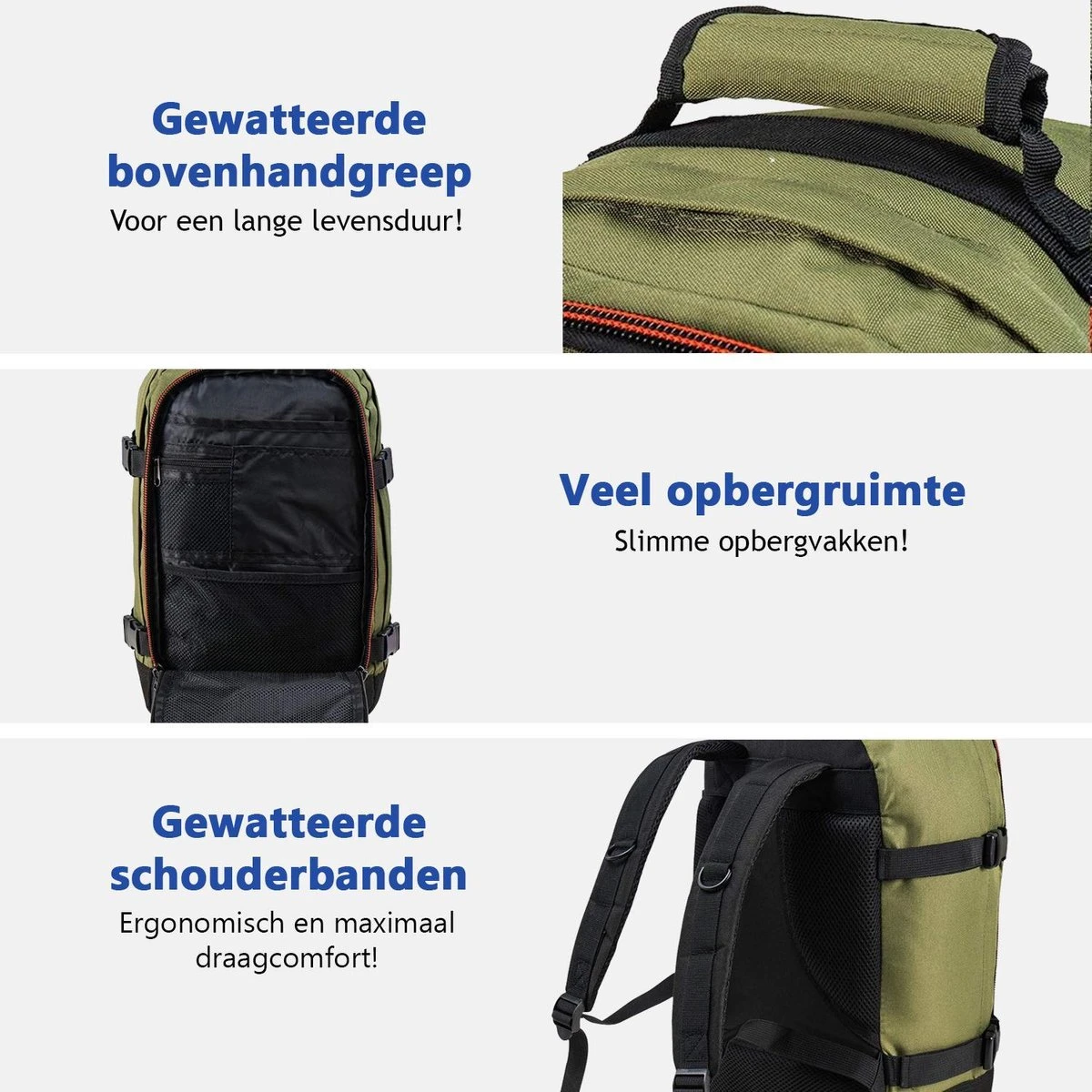CabinMax Metz Reistas – Handbagage 20L – Rugzak – Schooltas - 40x25x20 Cm – Compact Backpack – Lichtgewicht – Khaki 5 CabinMax Metz Reistas – Handbagage 20L – Rugzak – Schooltas - 40x25x20 Cm – Compact Backpack – Lichtgewicht – Khaki - Afbeelding 3