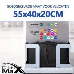 CabinMax Metz Reistas– Handbagage 44L- Rugzak – Schooltas - Backpack 55x40x20cm – Lichtgewicht - Zwart (MZ BK) -Bagage24 Winkel 1200x1200 802