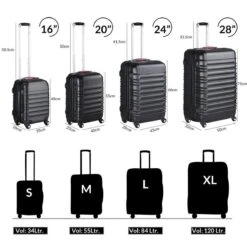 Monzana Kofferset - 4 Stuks S M L XL Met Wielen Cijferslot - Zwart -Bagage24 Winkel 1200x1200 86