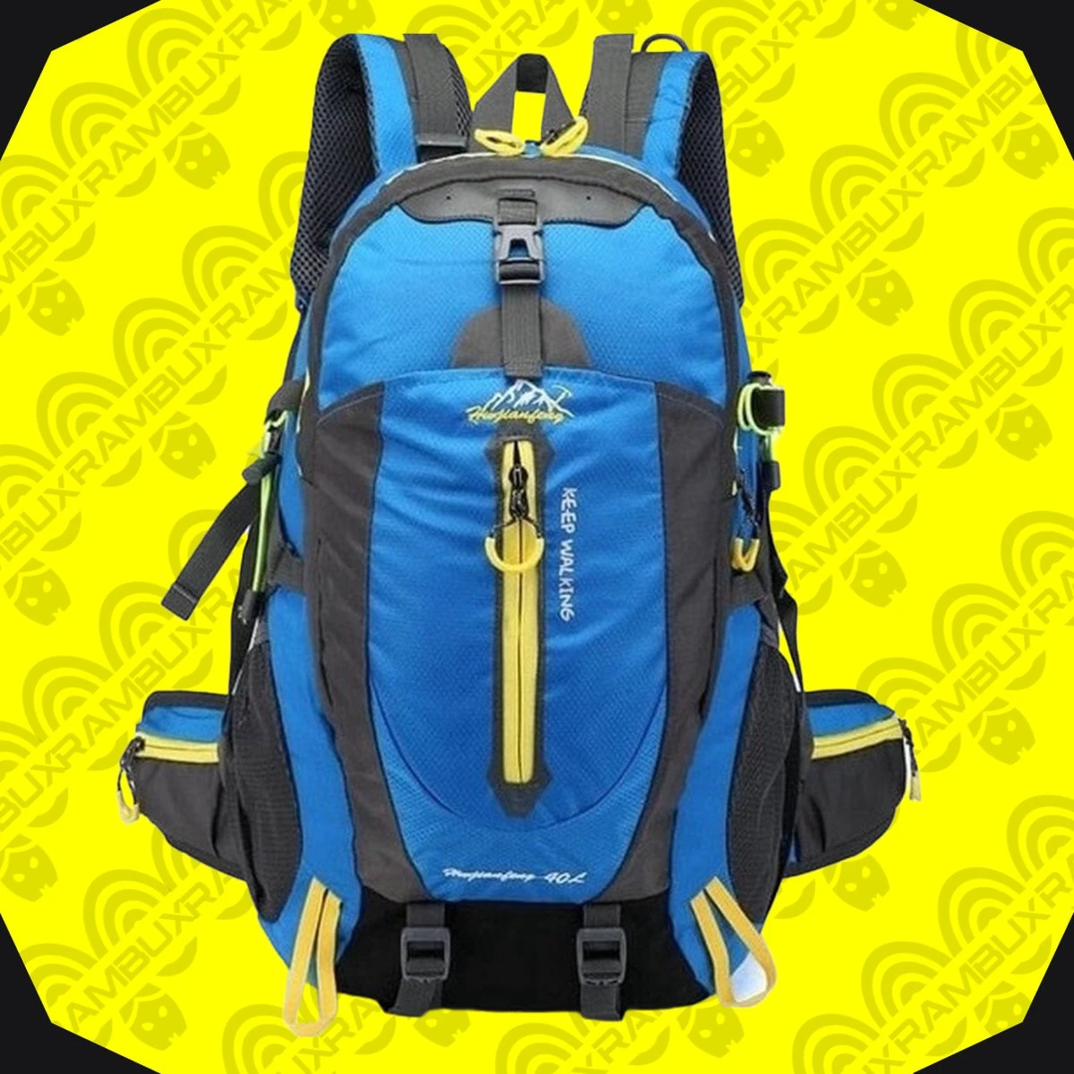 RAMBUX® - Backpack - Wandelrugzak - Licht Blauw - Rugzak - Reistas - 40 Liter 7 RAMBUX® - Backpack - Wandelrugzak - Licht Blauw - Rugzak - Reistas - 40 Liter - Afbeelding 5
