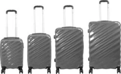 Monopol - Messina - Reiskofferset 4delig! - Hoog Kwaliteit Polycarbonaat - Antraciet- Set / 221 Liter! -Bagage24 Winkel 1200x734