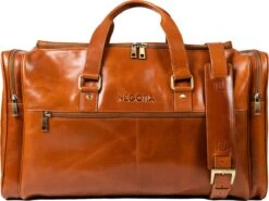 NEGOTIA Alpha - Leren Weekendtas - Leren Handbagage Reistas - Duffel Bag - 100% Luxe Top-Grain Leer - Bruin