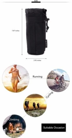 Merkloos Zwart Protector Plus Unisex Duurzame Nylon Kettle Bag Voor 550ML Drink Wandelen, Survival, Air-soft, Paintball | Beschermhoes Waterfles/drinkfles | X000KQ1011 -Bagage24 Winkel 625x1200 9