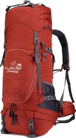 FlipFlop Feelings 70 Liter Backpack - Rood - Verstelbaar 60L Tot 80L - Rits Rondom - Opent Als Koffer - Gratis Regenhoes -Bagage24 Winkel 659x1200 2