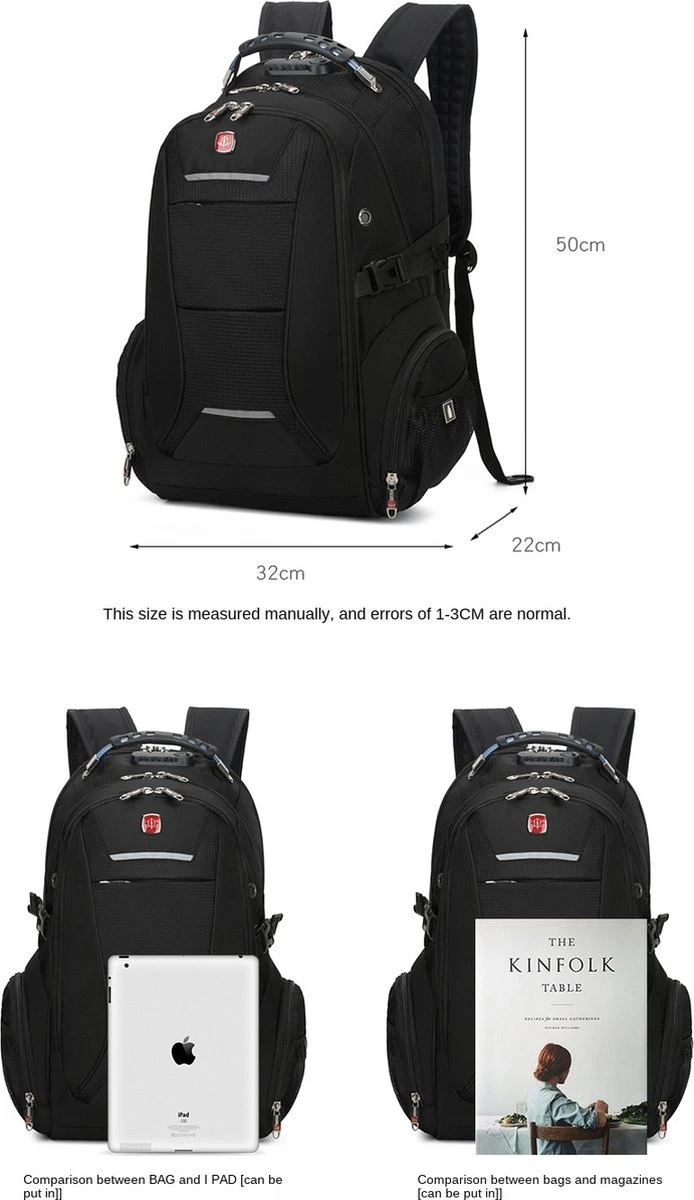 ASA-STAR Rugzak Met 2 USB Charging Anti-theft Laptopvak -Anti-Diefstal- Met Slot (zwart) - Inclusief 2 USB Oplaadstation- Backpack - School - Luxe Laptop Rugtas - Travel- Reistassen - Rugzak Slim Fit School/college Tas Jongens/meisjes -heren- Dames 7 ASA-STAR Rugzak Met 2 USB Charging Anti-theft Laptopvak -Anti-Diefstal- Met Slot (zwart) - Inclusief 2 USB Oplaadstation- Backpack - School - Luxe Laptop Rugtas - Travel- Reistassen - Rugzak Slim Fit School/college Tas Jongens/meisjes -heren- Dames - Afbeelding 5