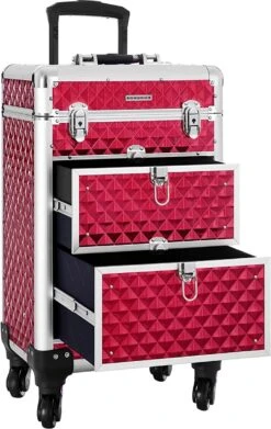 Cosmetic Case Trolley - Professionele Make-up Case - Kapperskoffer Met 4 Uitneembare Wielen -Bagage24 Winkel 759x1200