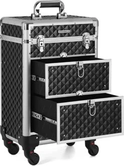 Cosmetic Case Trolley - Professionele Make-up Case - Kapperskoffer Met 4 Uitneembare Wielen -Bagage24 Winkel 899x1200