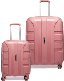©TROLLEYZ - Paris No.5 - Kofferset 2 Delig - 55+78cm Met TSA Slot - Dubbele Wielen - 360° Spinners - 100% Polypropyleen - Reiskoffers In Rose Blush -Bagage24 Winkel 945x1200 1